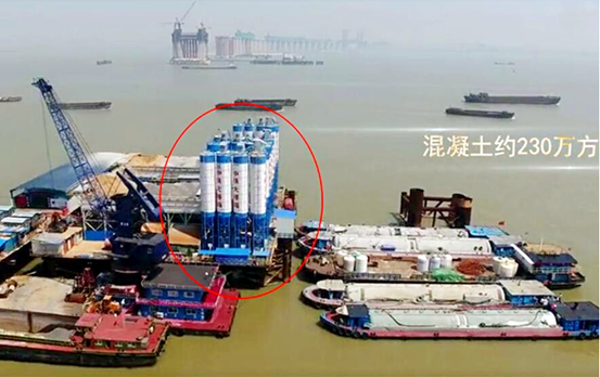 Shantui 수력 공학 버전 콘크리트 혼합 공장, 상하이-쑤저우-난통 양쯔강 철도 교량에 고품질 콘크리트 공급